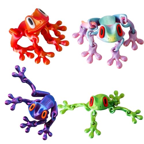 4PCS 3D Frog Fridge Magnets - Realistic Movable Joint Decor