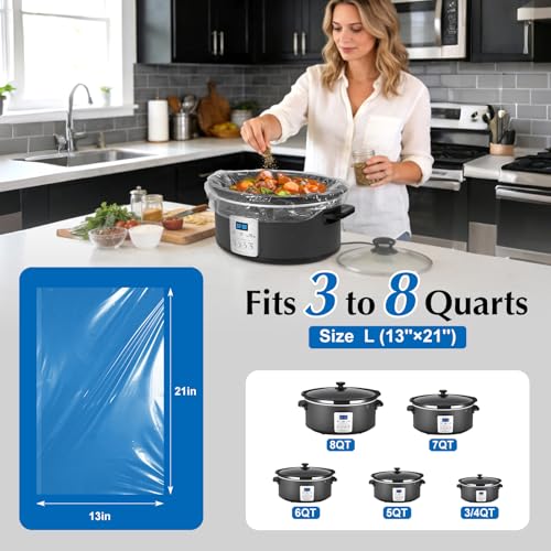 Homtone Disposable Slow Cooker Liners - 30 Pack, 13x21 Inch, BPA-Free for 3-8 Quart Pots