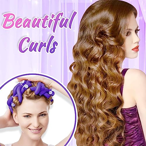 Selizo Purple Small Foam Hair Curlers 9.45" No-Heat Flexible Curling Rods