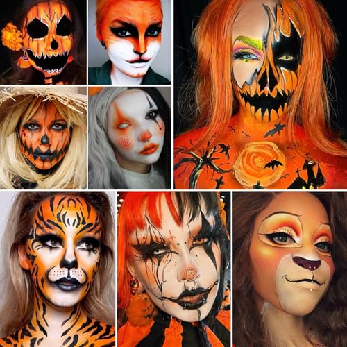 Black Orange Yellow Face & Body Paint Kit Halloween SFX Makeup 9 pcs
