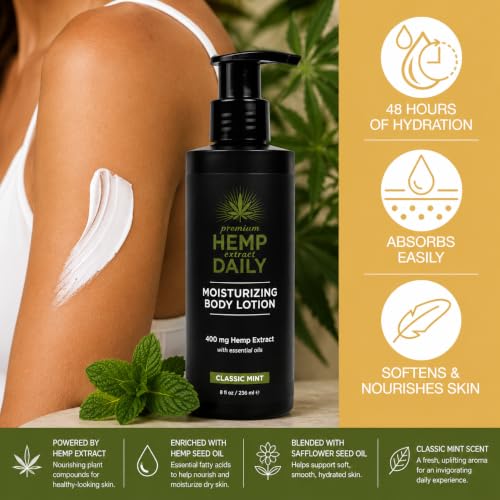 Premium Hemp Daily Ultra-Moisturizing Body Lotion, Classic Mint, 8oz