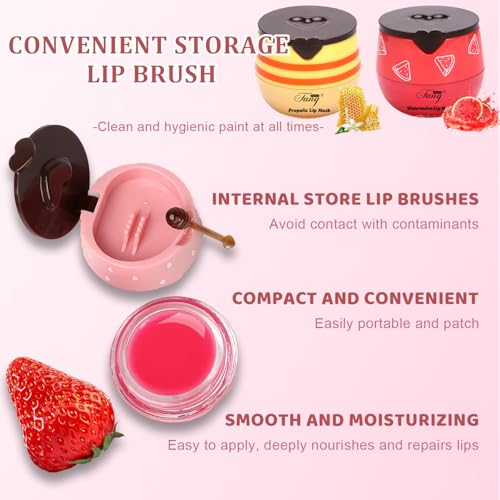 5 Pcs Bee Lip Balm Set - Honey, Strawberry, Watermelon, Apple Lime, Cherry - Moisturizing Overnight Lip Mask