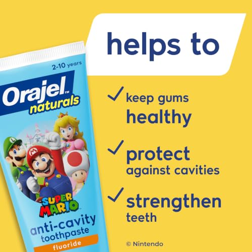 Orajel Naturals Super Mario Kids Fluoride Toothpaste, 4-Pack