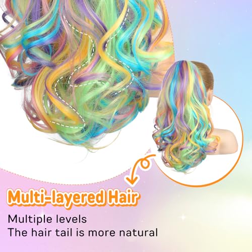 SEIKEA 18" Wavy Curly Claw Clip Ponytail Extension - Colorful Hairpiece