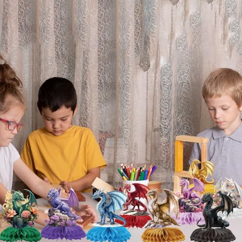 Dragon Honeycomb Centerpieces - 9 PCS Colorful Birthday Decorations