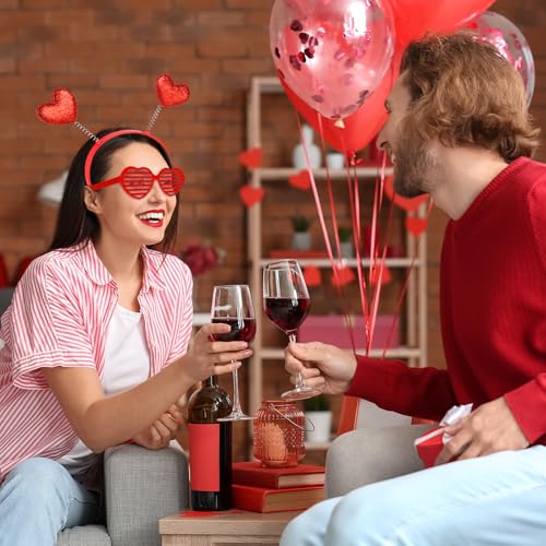 Valentine's Heart Headbands & Heart-Shaped Sunglasses Set - Red & Pink, 24 pcs