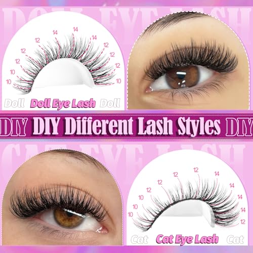 Yawamica Wispy Lash Clusters 10-14mm Short Fluffy CC Curl Natural Eyelash Extensions