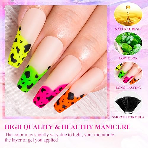 Meet Across 12-Color Neon Gel Nail Polish Set UV LED Soak Off Manicure