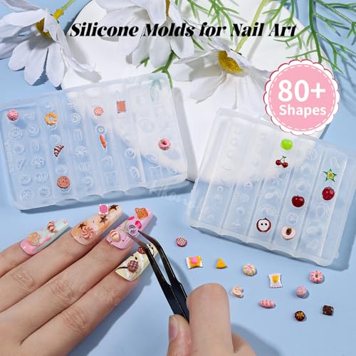 2 Pcs 3D Food & Fruit Silicone Nail Molds for Nail Art