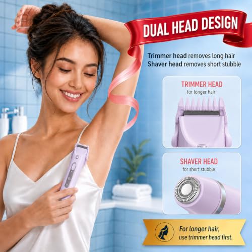 OGLEA Purple Bikini Trimmer for Women, Electric Razor for Sensitive Areas
