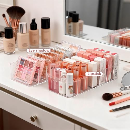 Clear Acrylic Lipstick Organizer with 7 Compartments - Durable Makeup Storage