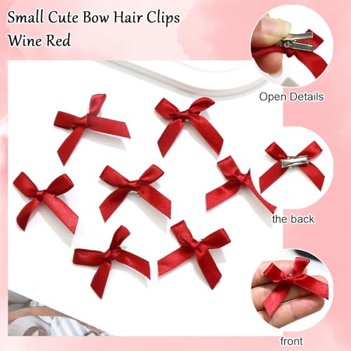 20PCS Pink Satin Hair Bows for Girls - Cute Claw Clips