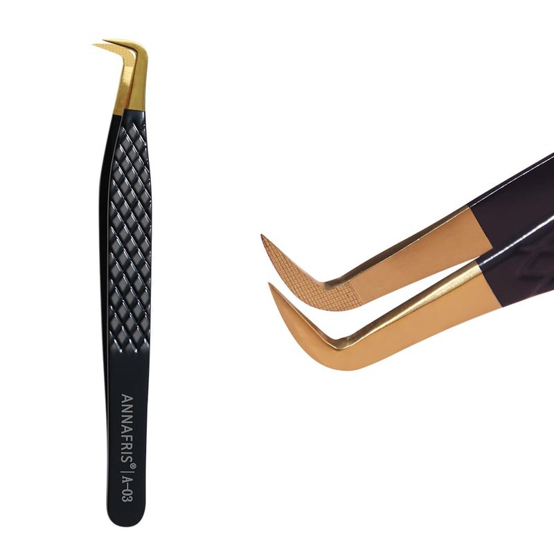 ANNAFRIS Lash Tweezers for Eyelash Extensions,Precision Fiber Tip for Volume Eyelash Extensions,Lash Extension Tweezers for Easy Application and Removal-A03