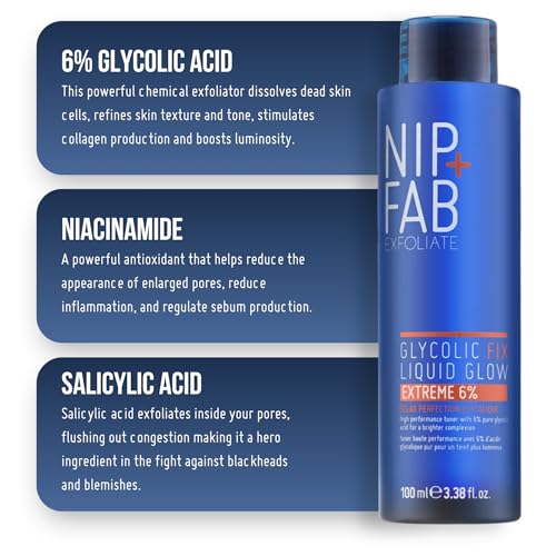 Nip + Fab Glycolic Fix Liquid Glow Extreme Exfoliating Toner 6.4 fl oz