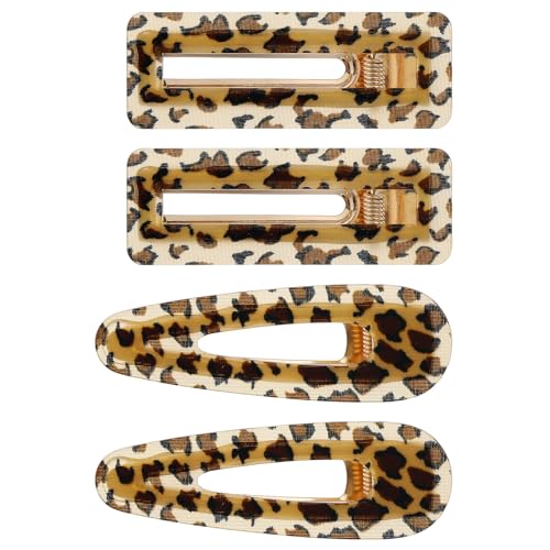 Mabor Leopard Print Hair Clips - 4Pcs Vintage Acrylic Barrettes
