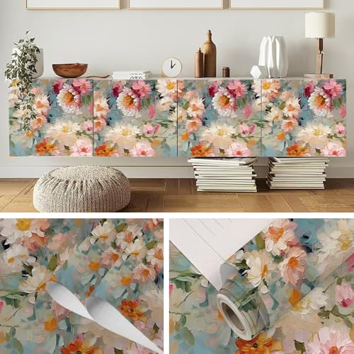 Peel and Stick Floral Contact Paper - Ink Flowers Shelf Liner