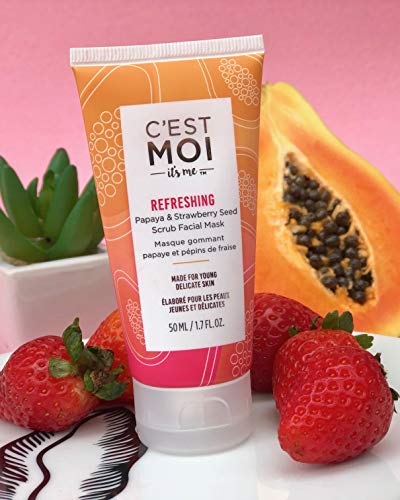 C'est Moi Papaya & Strawberry Seed Scrub Facial Mask - Hydrating & Balancing 1.7 oz