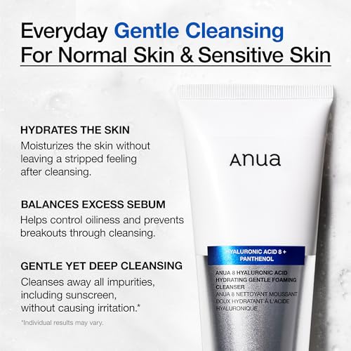 ANUA Hydrating Foaming Cleanser with Hyaluronic Acid, 5.07 fl oz