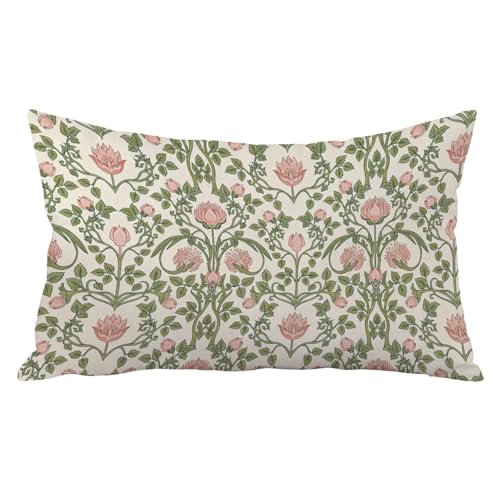Boho Floral Pillow Cover 12x20 - Soft Flannelette Decor