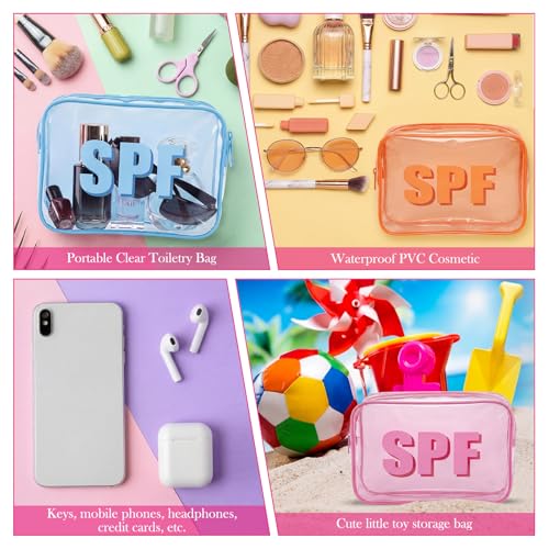 Reginary 6 Pcs SPF Clear Cosmetic Bags - Waterproof Travel Toiletry Organizers