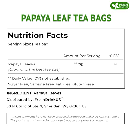 Premium Papaya Leaf Tea Bags - 100% Natural Herbal Tea, Vegan