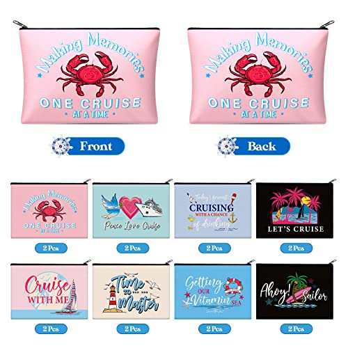 16-Piece Nautical Cruise Cosmetic Bag Set - Travel Makeup Pouch Organizer