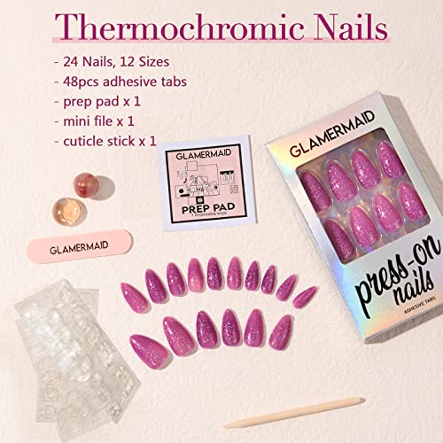 GLAMERMAID Purple Pink Ombre Press on Nails - Medium Almond Stiletto Kit