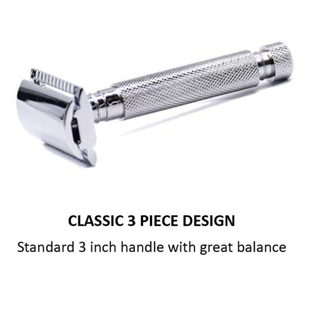 Parker 97R Traditional Double Edge Safety Razor & 5 Parker Premium Razor Blades