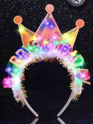 DRESBE Blue Colorful LED Birthday Headband - Light Up Hair Accessory