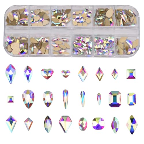 Tisslan BST200117E 240 Mixed Glass AB Rhinestones 12 Shapes for Nail Art