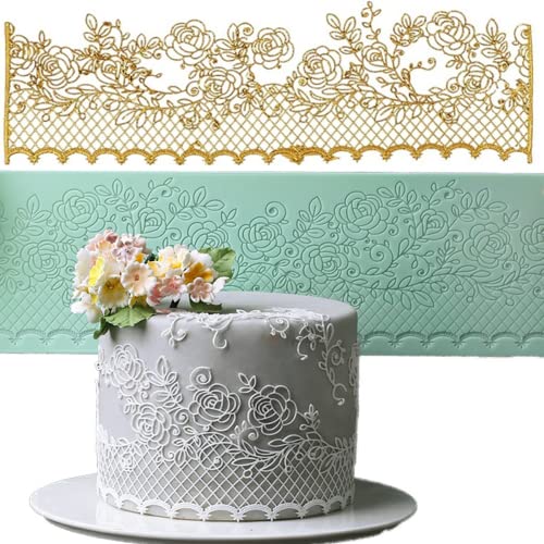 Anyana Rose Edible Lace Silicone Fondant Impression Mat 14x4.3in