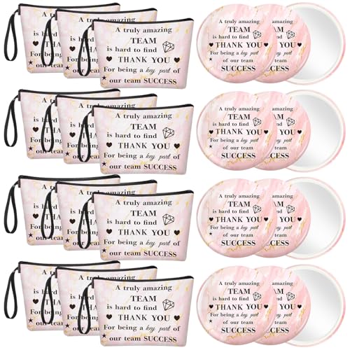 24-Piece Inspirational Makeup Bag and Pocket Mirror Gift Set for Women
