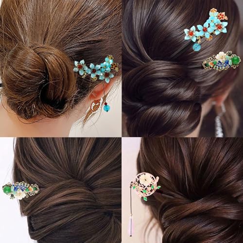 Myhiju 3PCS Wooden Flower Hair Sticks for Buns & Elegant Hairstyles