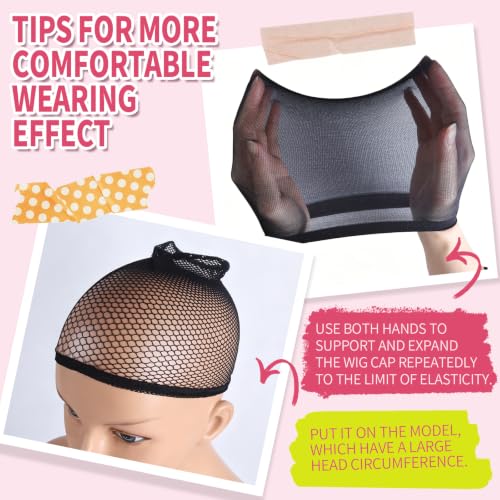 Fandamei 12PCS Nylon Wig Cap Kit – Black Stretchy Hair Net