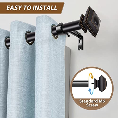 KAMANINA Square Curtain Rod Finials - Set of 2 Black, 1.875"