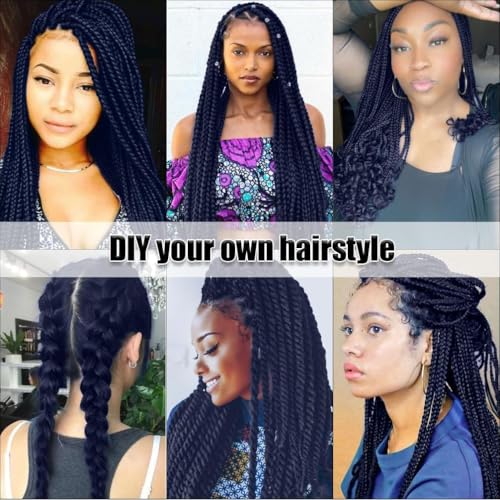 Dark Blue Pre-Stretched Braiding Hair Extensions - 20 Inch Itch-Free