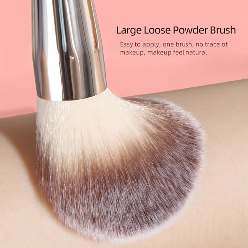 MAANGE Gold 3PCS Foundation Makeup Brush Set - Double-ended Kabuki & Blush Brushes