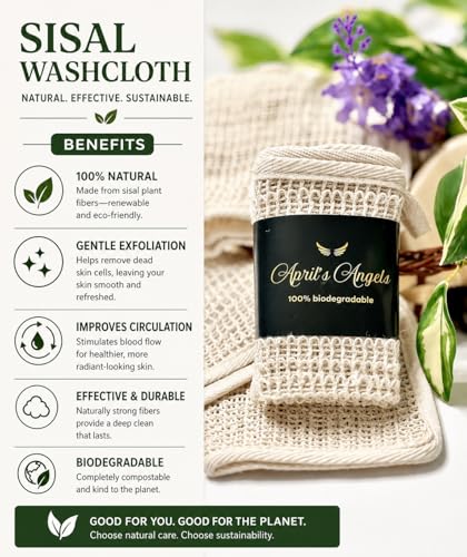 Natural Sisal Washcloth Set - 3 Pack Eco-Friendly Exfoliating Scrubber