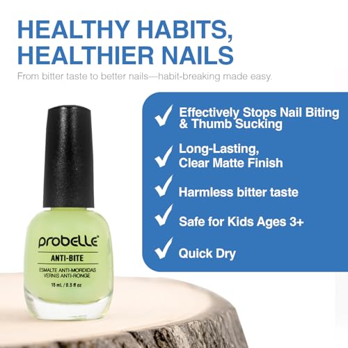 Probelle Anti-Bite Nail Biting Treatment for Kids & Adults, Bitter Polish, 0.5 fl oz