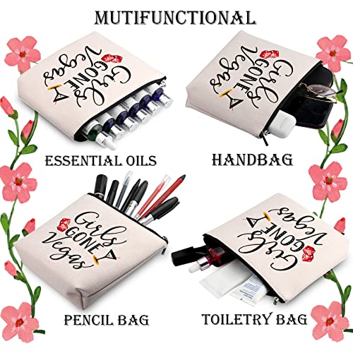Girls Gone Vegas Canvas Makeup Bag - Travel Toiletry Organizer Pouch