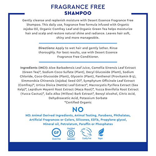 Desert Essence Fragrance-Free Shampoo with Jojoba & Green Tea - 8 fl oz