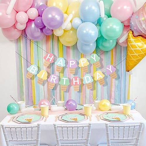 Ice Cream Birthday Banner - Happy Birthday Party Decoration