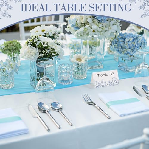 Dunzoom 100 Pcs Chinoiserie Blue Floral Place Cards - Elegant Table Setting