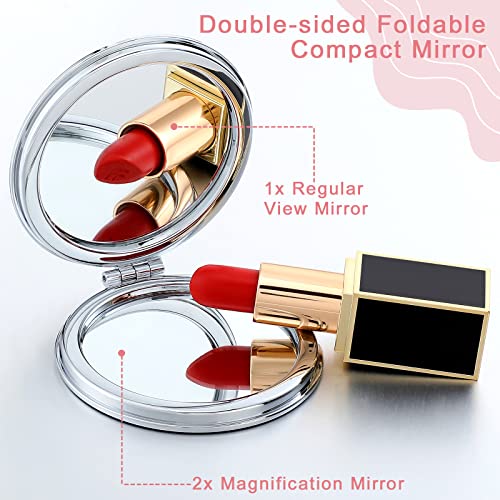 Berlune Mandala Pocket Mirrors – 10-Pack Mini Compact 2.8" with 1x/2x Magnification