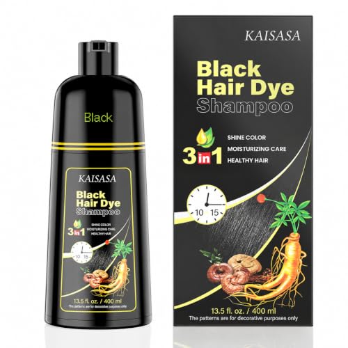 KAISASA Black Hair Dye Shampoo 3 in 1 for Full Gray Coverage