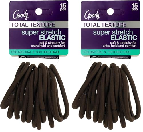 Goody Total Texture Super Stretch Hair Elastics, 15 Count - Brown