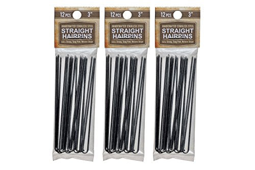 Amish Valley Stainless Steel 3-Inch Hair Pins - 3 Pack, Silver, Heavy Duty, Snagless, Perfect for Bridal Updos