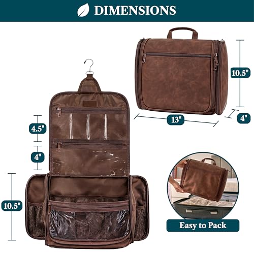 PAVILIA Large Hanging Toiletry Bag for Men, Water-Resistant Travel Organizer
