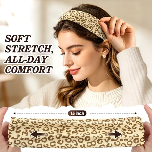 Fashion Cheetah Print Headbands Set for Women - 8 Pack Hair Accessories