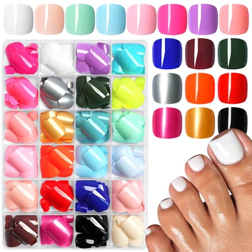 Lifextol Press On Toenails Women Fake Toe Nails Short Acrylic Nail Tips - 576pcs, Includes Adhesive & Tools (Variation: Toenails)